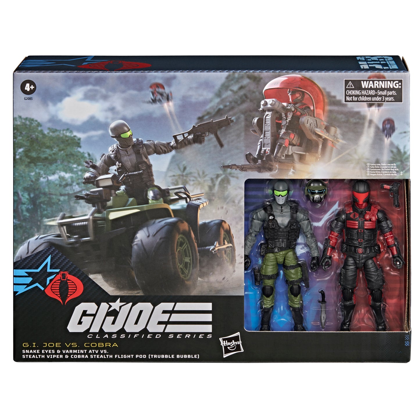 G.I. Joe Classified Series #218, Snake Eyes & Varmint ATV Vs. Stealth Viper & Cobra Stealth Flight Pod (Trubble Bubble)