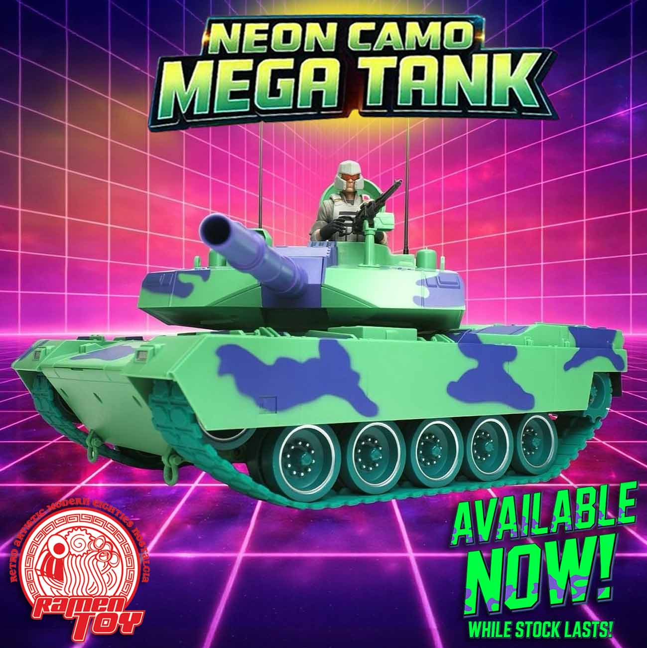 Neon Camo Mega Tank with Commander Figure