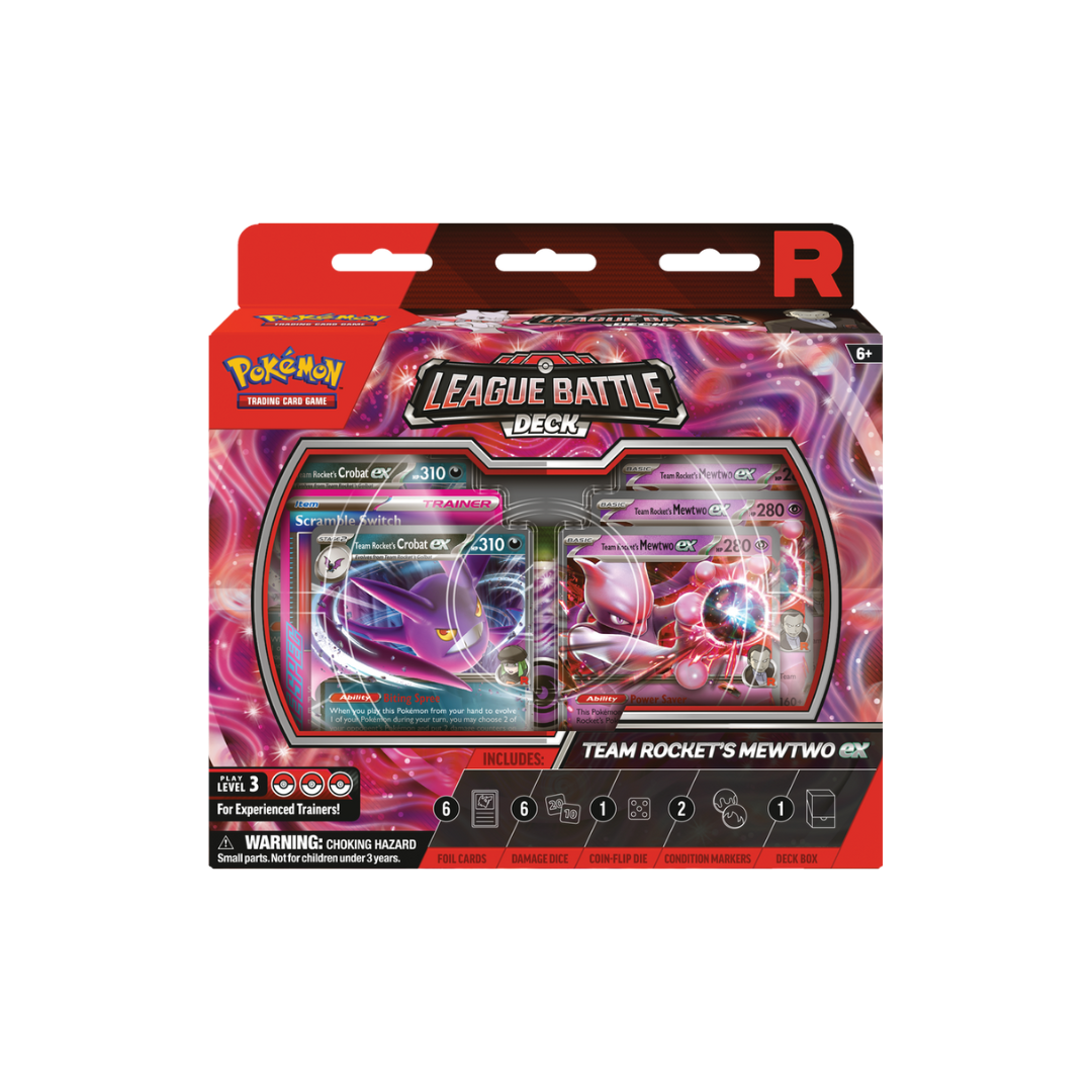 3 team rocket's pokémon with 2 booster packs & coin POKEMON LEAGUE BATTLE DECK TEAM ROCKETS MEWTWO EX – Titan Toyz