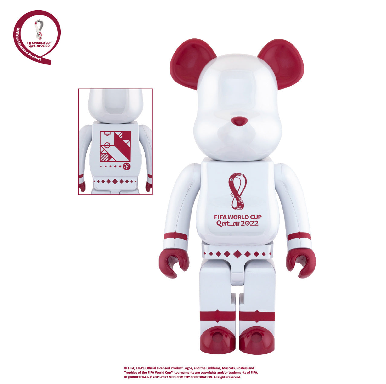 BE@RBRICK - FIFA WORLD CUP QATAR 2022 (TM) OLP WHITE CHROME 1000%