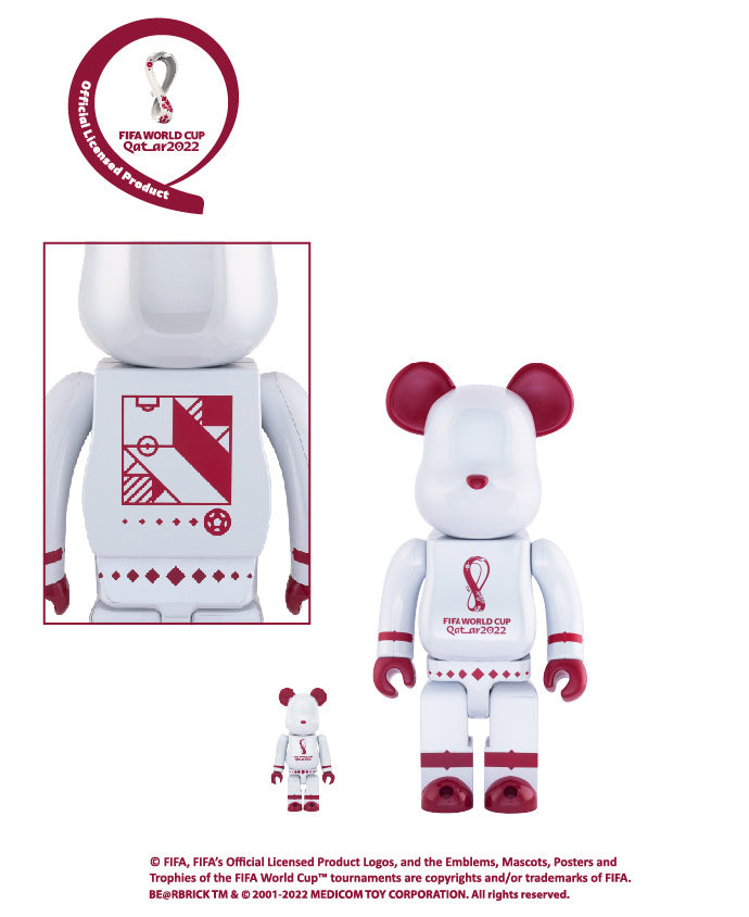 BE@RBRICK - FIFA WORLD CUP QATAR 2022 (TM) OLP WHITE CHROME 100% & 400%