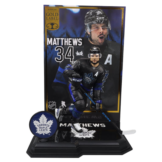 Unveiling the NHL's Golden Boy: Auston Matthews in 7" Gold Label Posed Figure by McFarlane Toys