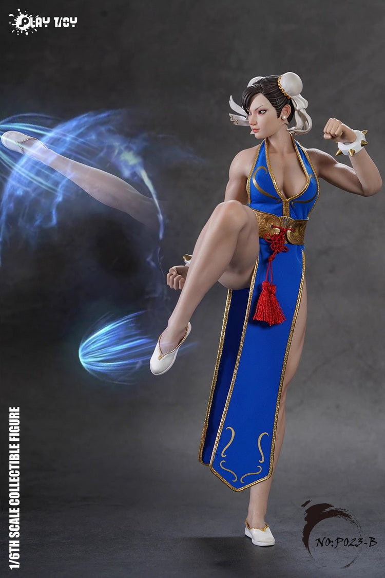 PLAY TOY 1/6 P023B Chunli Fighting Goddess 2.0 Blue Clothes Titan Toyz PLAY TOY 1/6 P023B Chunli Fighting Goddess 2.0 Blue Clothes Titan Toyz