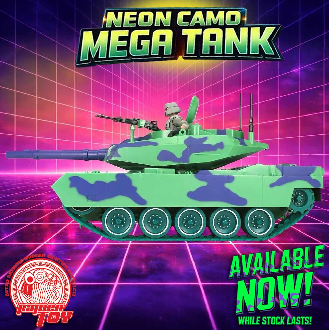 Neon Camo Mega Tank with Commander Figure