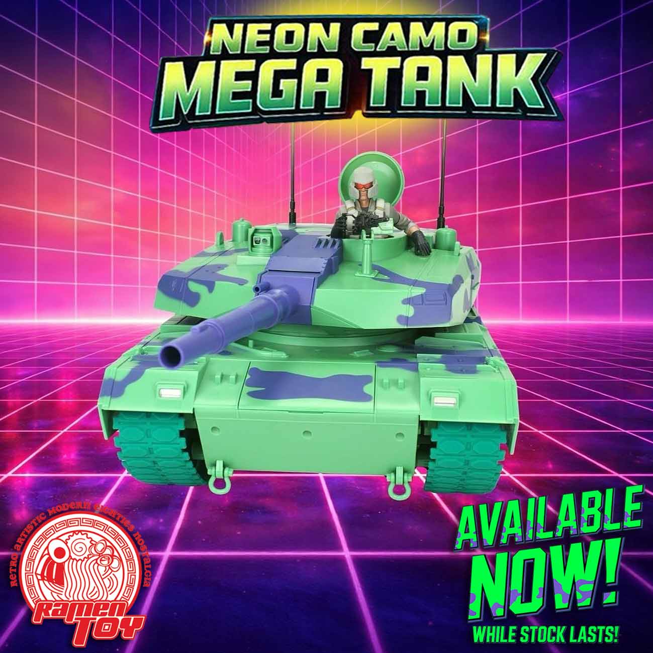 Neon Camo Mega Tank with Commander Figure