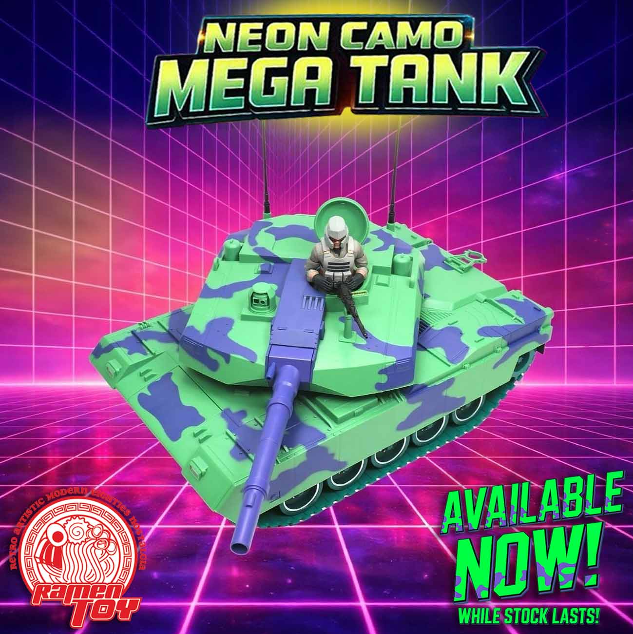 Neon Camo Mega Tank with Commander Figure