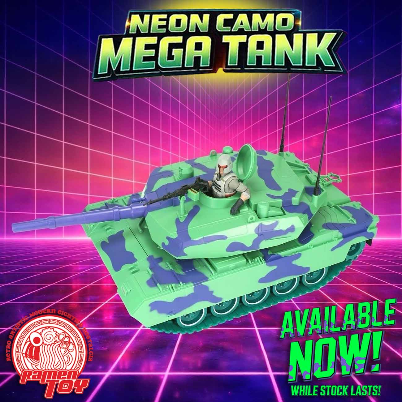 Neon Camo Mega Tank with Commander Figure