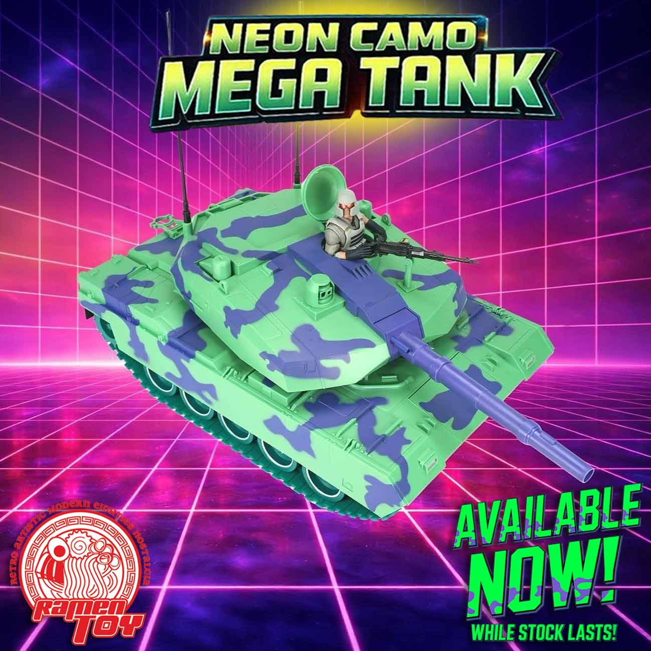 Neon Camo Mega Tank with Commander Figure