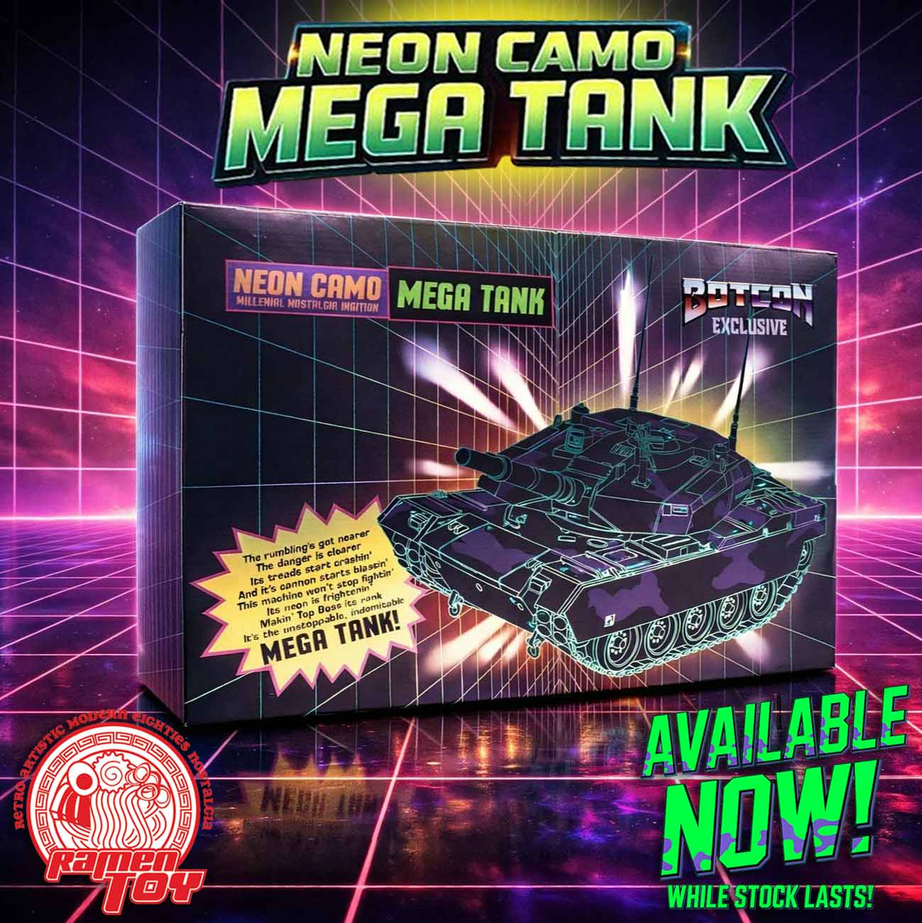 Neon Camo Mega Tank with Commander Figure