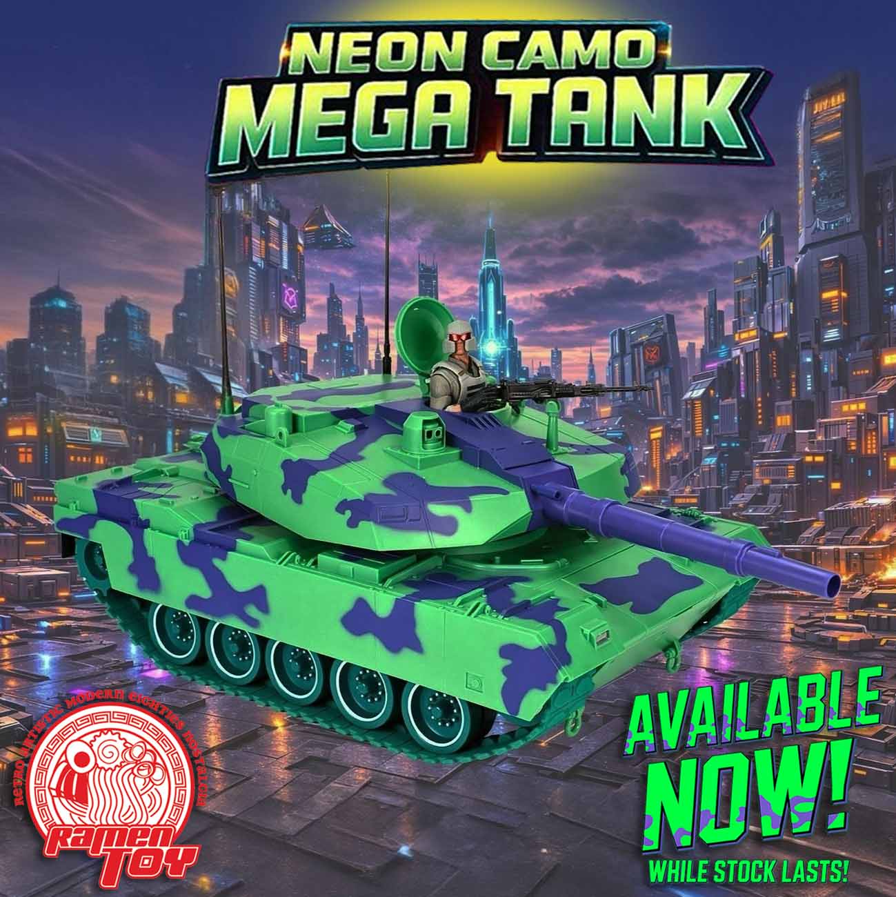 Neon Camo Mega Tank with Commander Figure