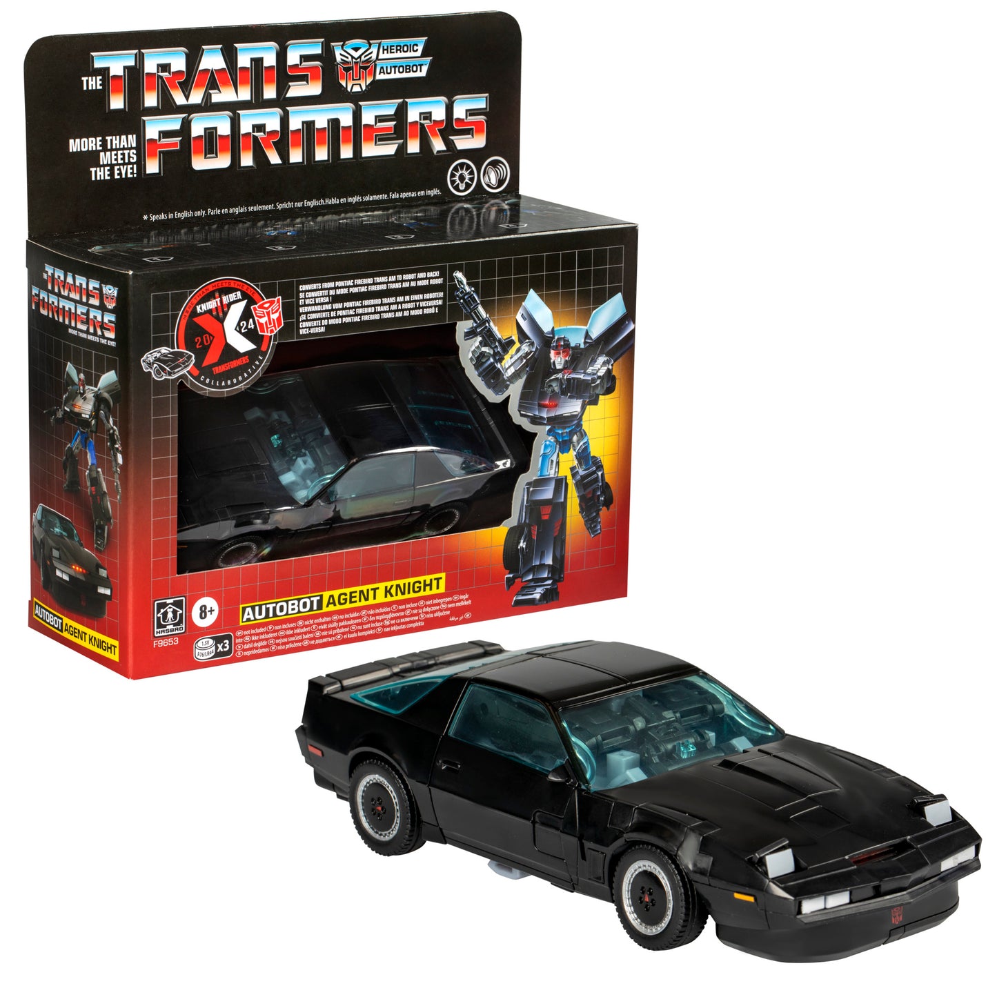 Transformers Collaborative Knight Rider x Transformers Toy, Autobot Agent Knight 6.5-inch Transformers Action Figure