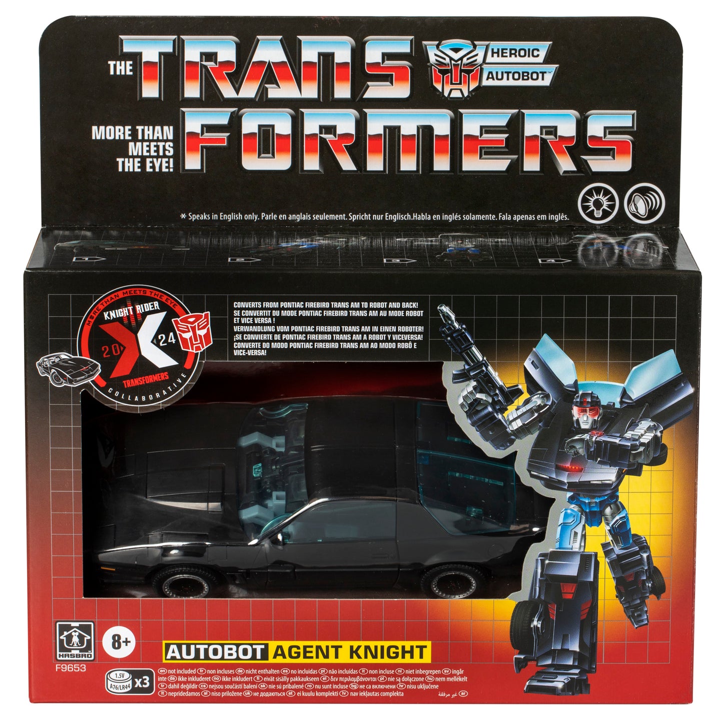 Transformers Collaborative Knight Rider x Transformers Toy, Autobot Agent Knight 6.5-inch Transformers Action Figure