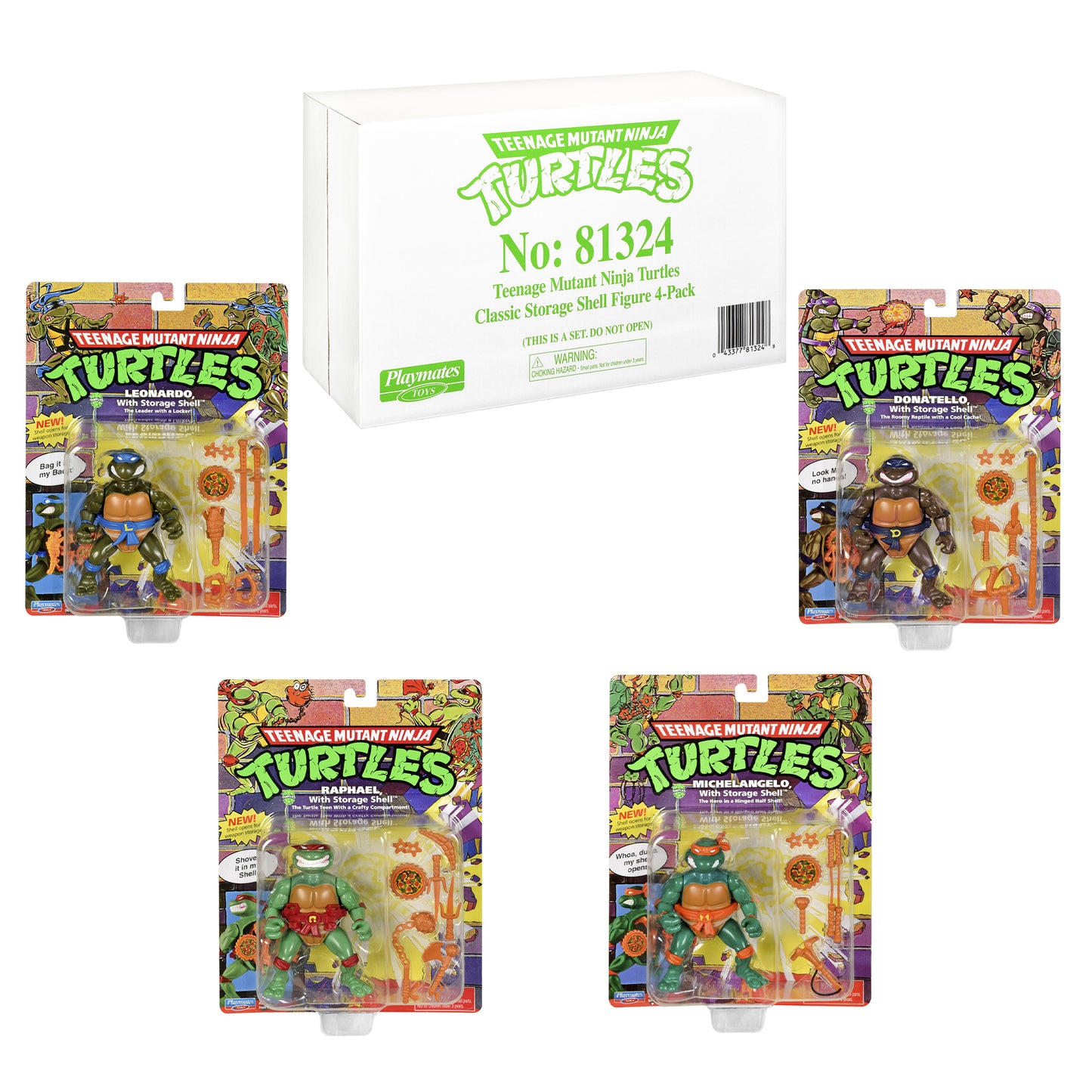 TMNT CLASSIC STORAGE SHELL TURTLES AF 4-PACK