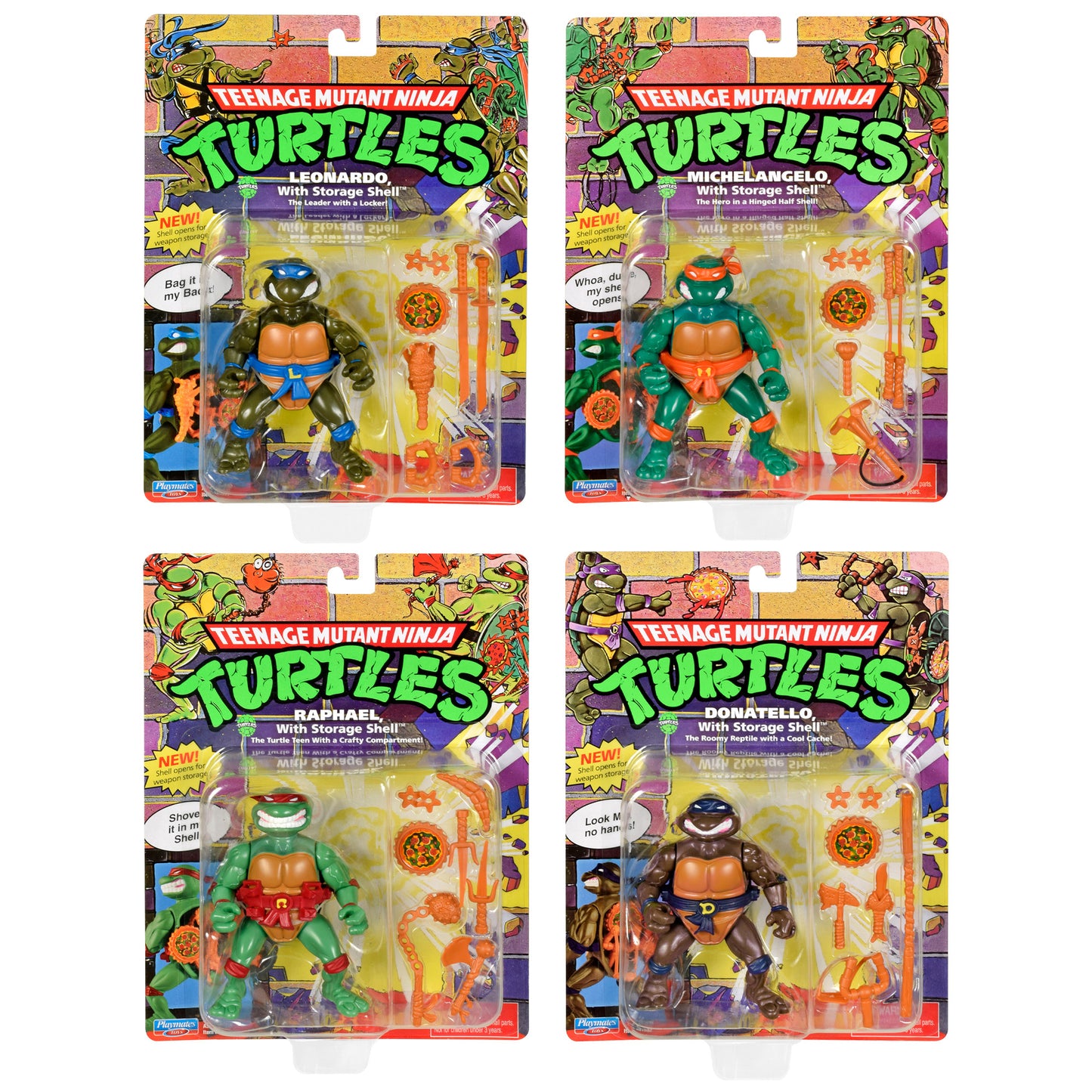 TMNT CLASSIC STORAGE SHELL TURTLES AF 4-PACK