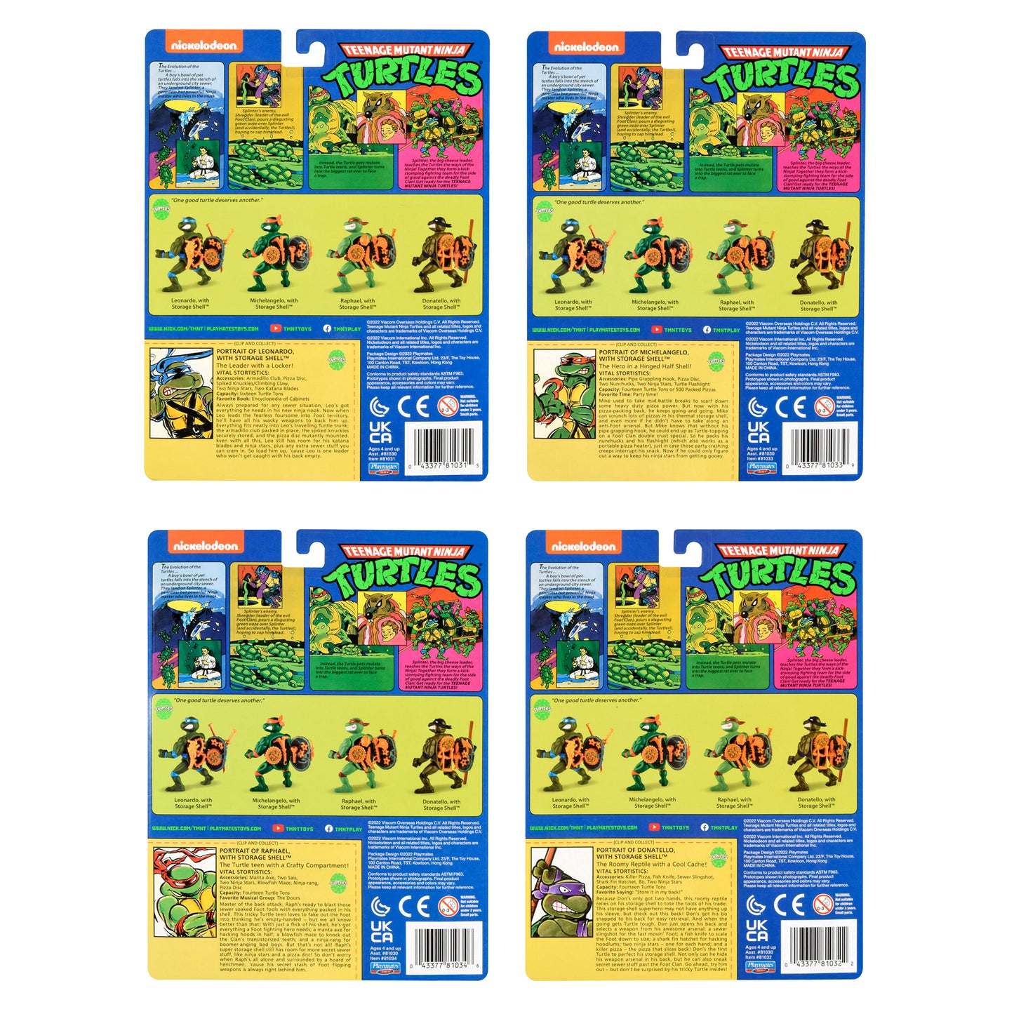 TMNT CLASSIC STORAGE SHELL TURTLES AF 4-PACK