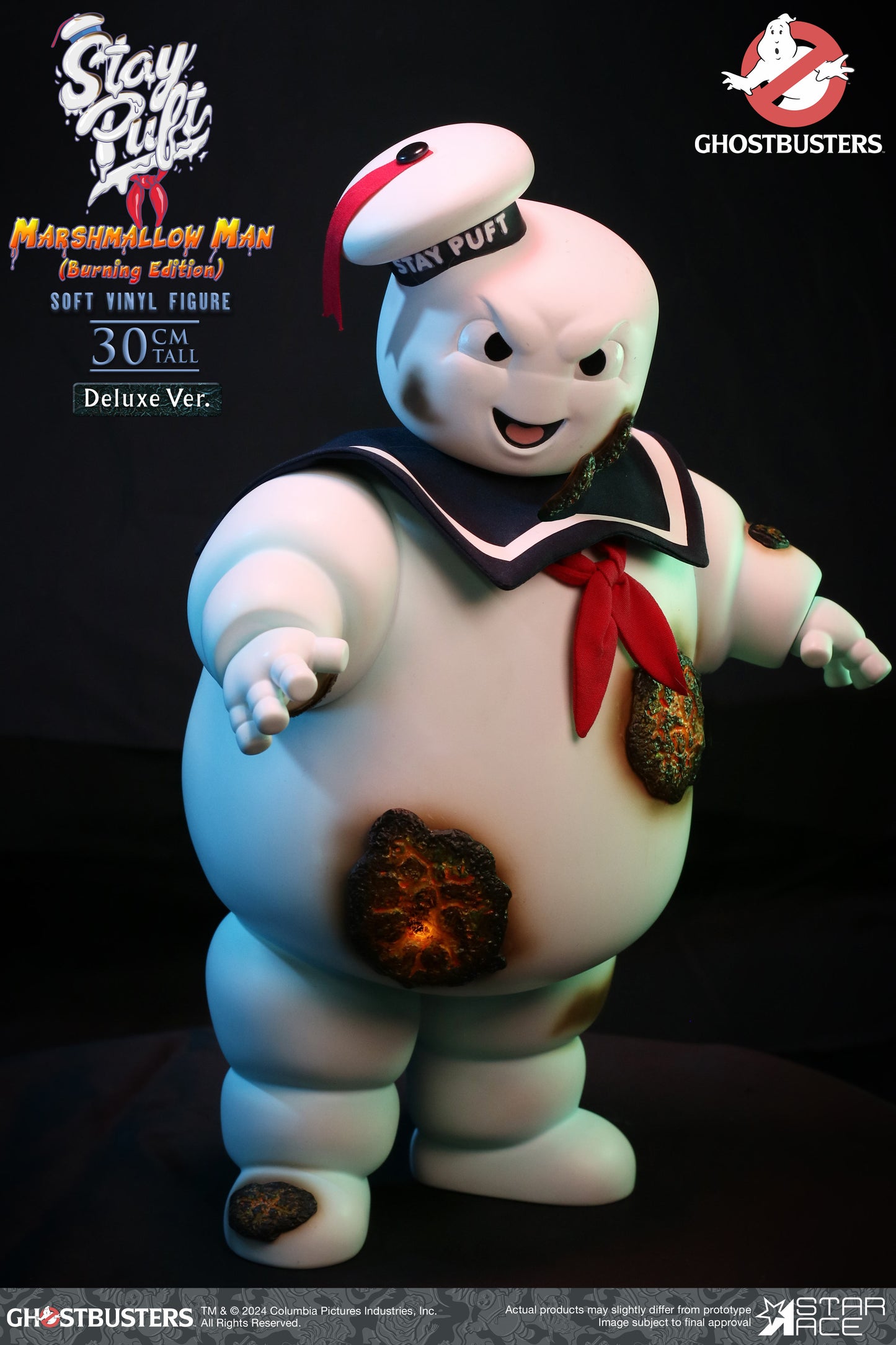 STAY PUFT MARSHMALLOW MAN 30CM SOFT VINYL BURNING ED DLX