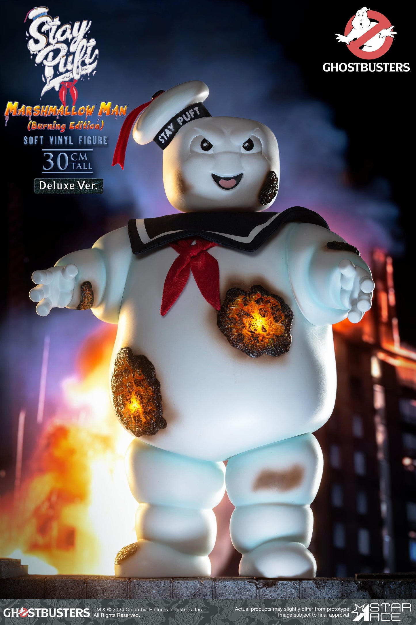 STAY PUFT MARSHMALLOW MAN 30CM SOFT VINYL BURNING ED DLX