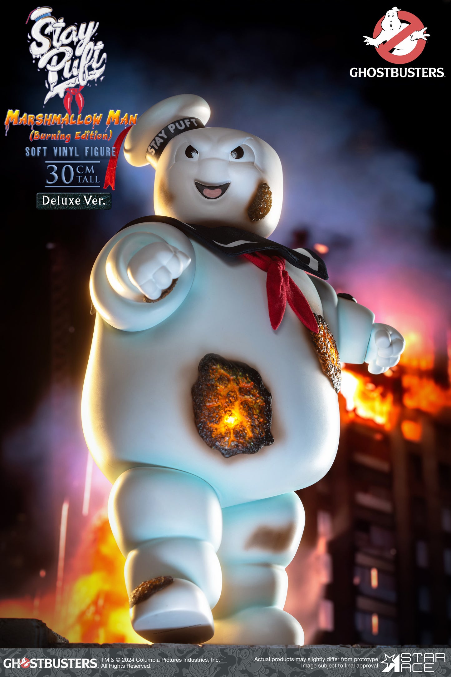 STAY PUFT MARSHMALLOW MAN 30CM SOFT VINYL BURNING ED DLX