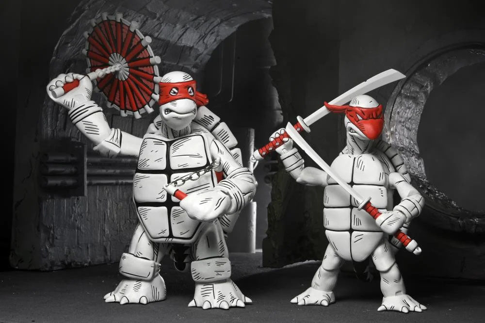 TMNT BLACK & WHITE FIRST SKETCH TURTLES 2 PC 7IN