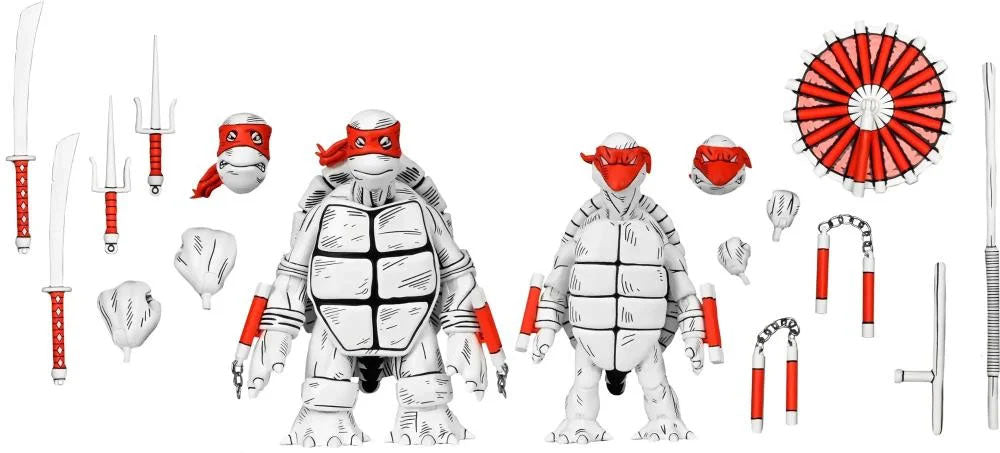 TMNT BLACK & WHITE FIRST SKETCH TURTLES 2 PC 7IN