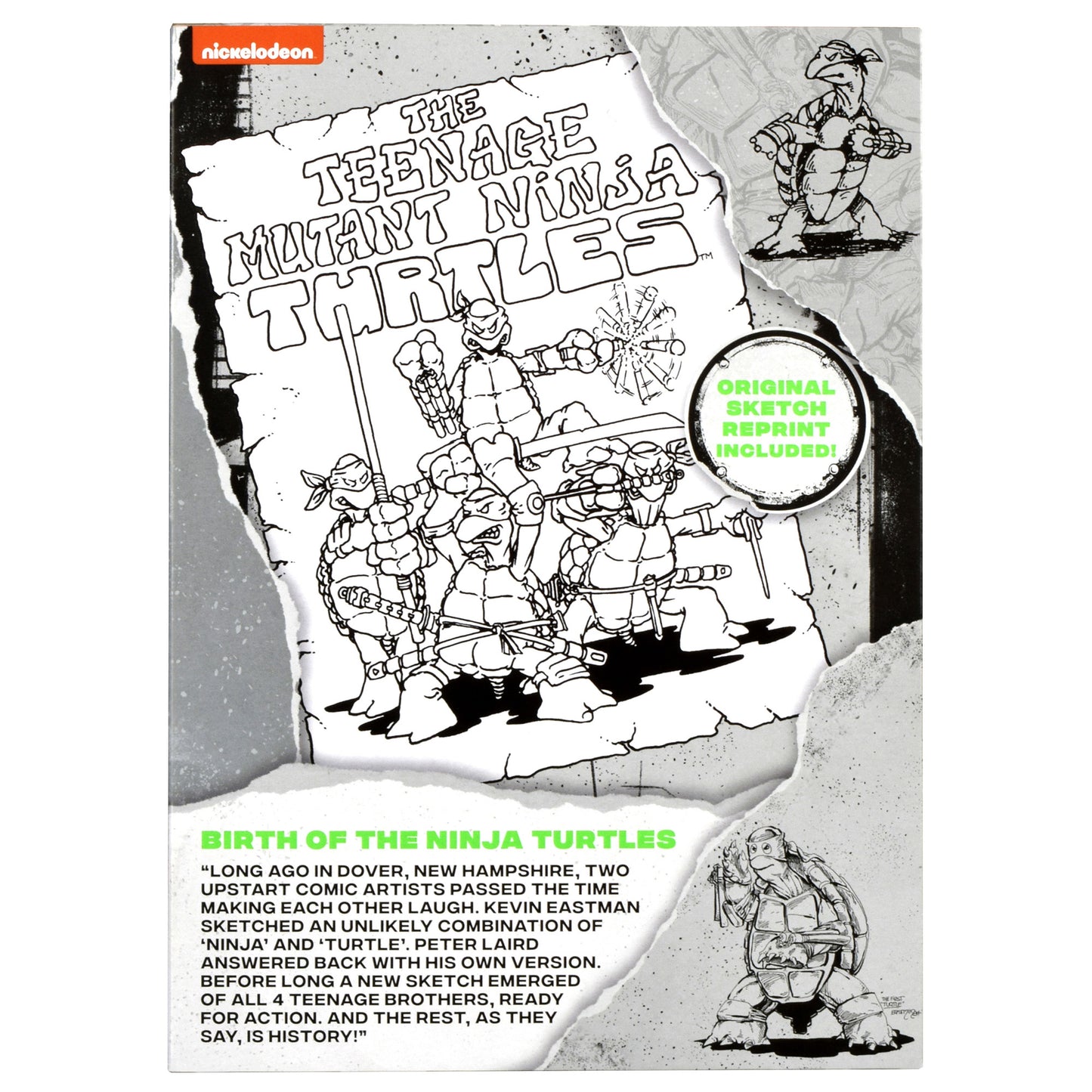 *Exclusive Offer* TEENAGE MUTANT NINJA TURTLES BLACK & WHITE ORIGINAL SKETCH PREVIEWS EXCLUSIVE ACTION FIGURES / 4 PACK