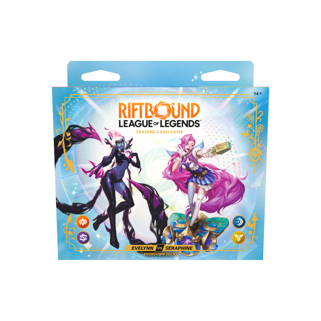 RIFTBOUND LEAGUE OF LEGENDS TCG RADIANCE SHOWDOWN DECK DISPLAY - EVELYNN VS SERAPHINE