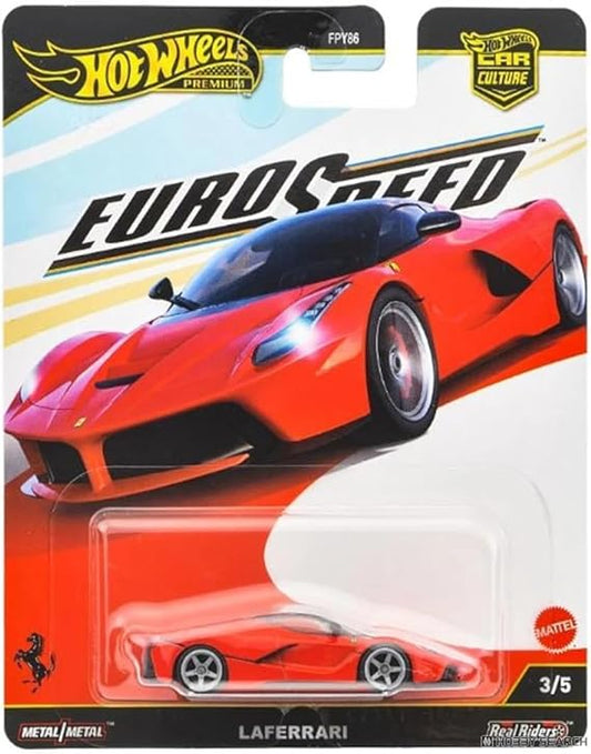 Hot Wheels Premium LaFerrari, Euro Speed Culture Car, Metal Model 1:64 Scale, Red