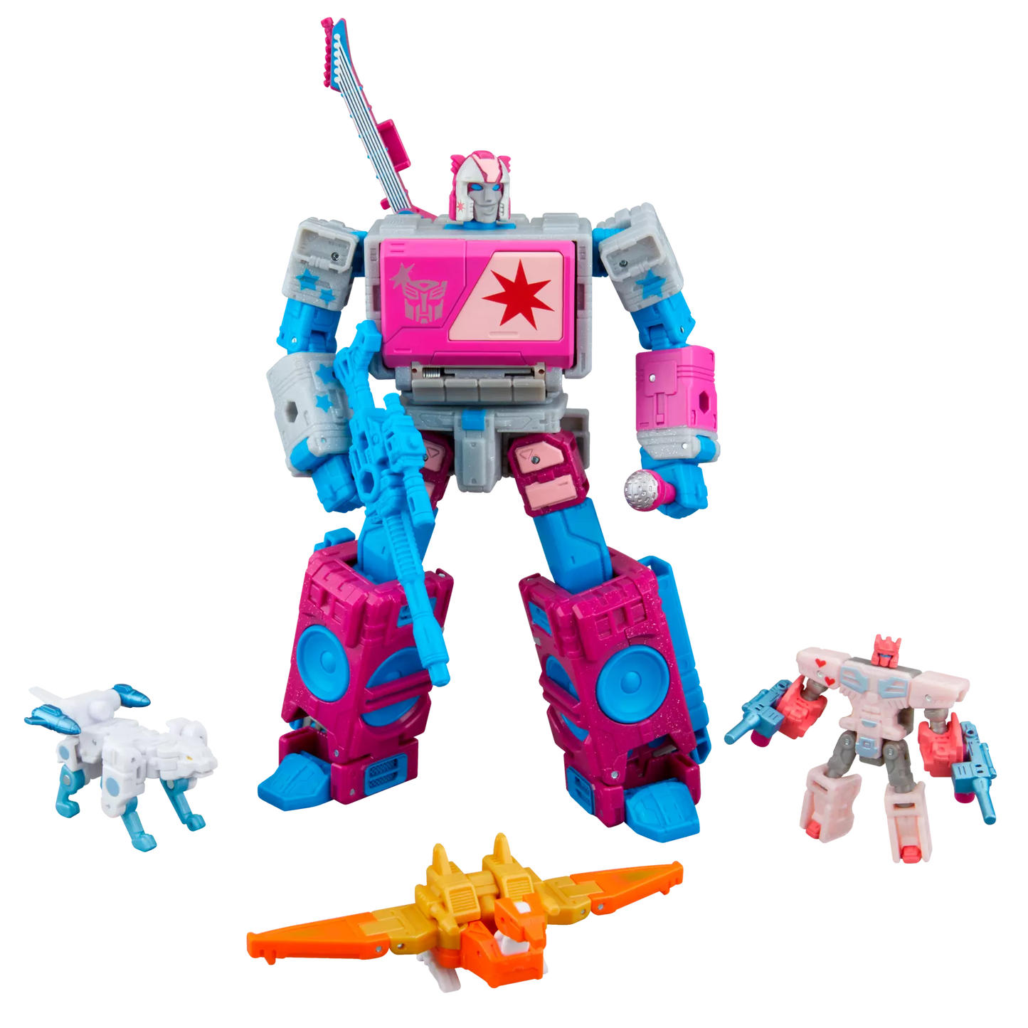 Transformers Jem and the Holograms Autobot Blaster & KP Glit, KP Sundor, and KP Rosanna