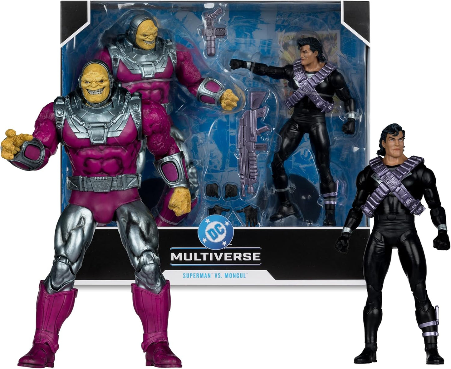 DC MULTIVERSE 7IN WITH MEGAFIG 2PK - MONGUL VS KRYPTONIAN SUIT SUPERMAN