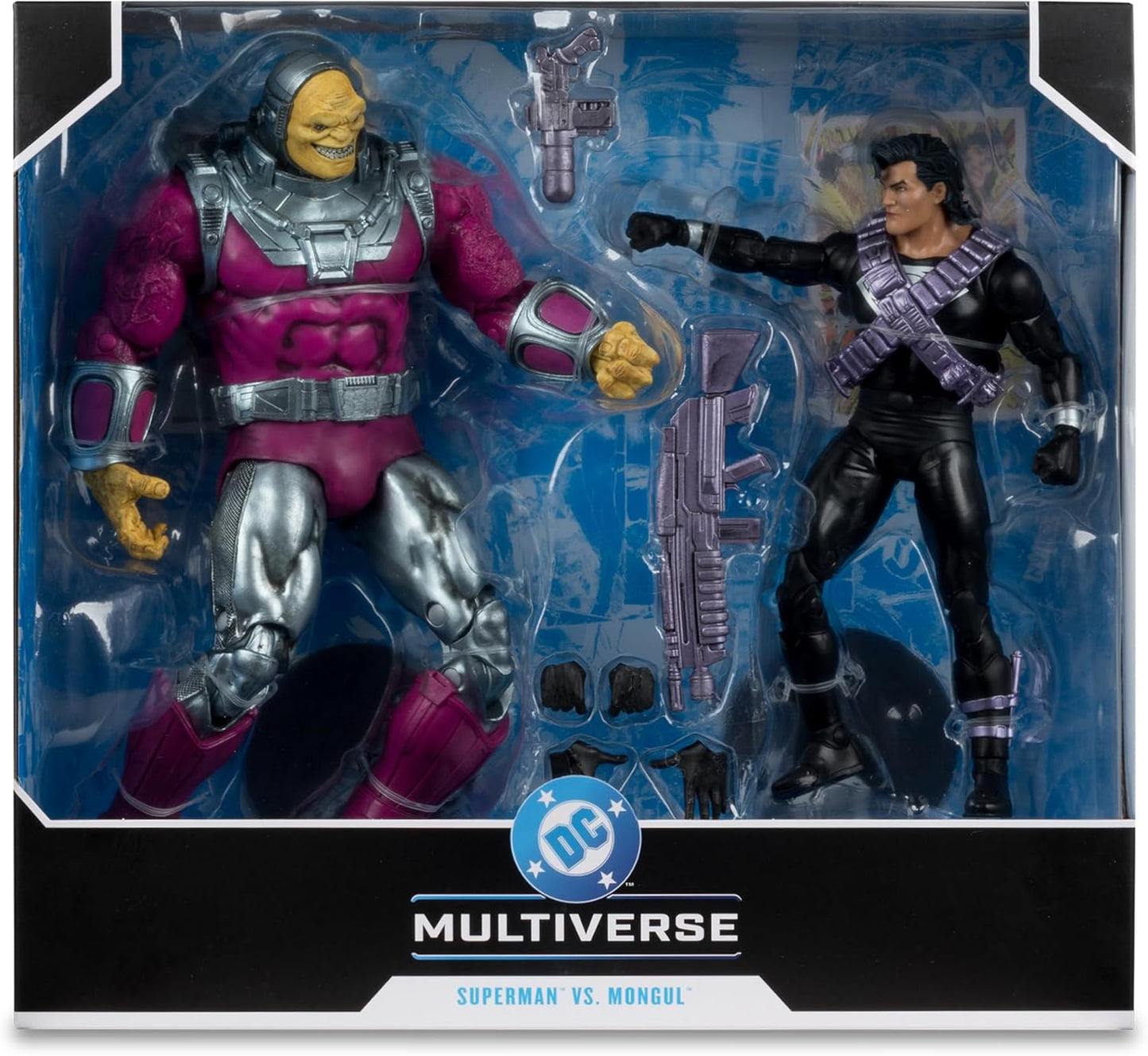 DC MULTIVERSE 7IN WITH MEGAFIG 2PK - MONGUL VS KRYPTONIAN SUIT SUPERMAN