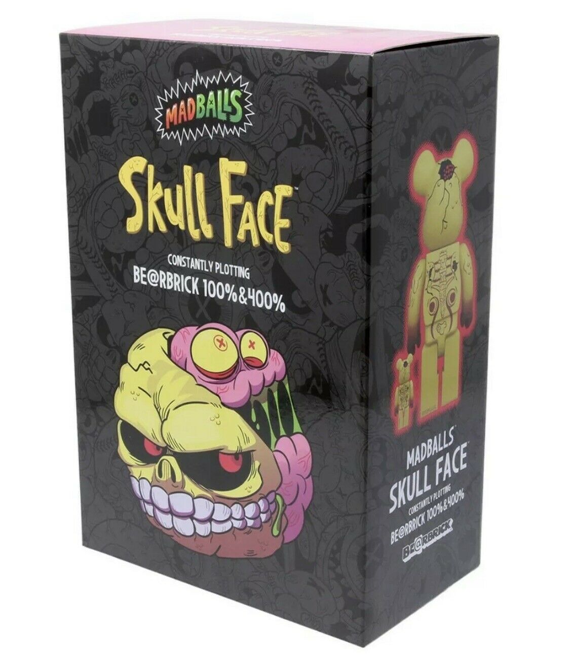 Skull Face Mad Balls 100% + 400% Bearbrick Set by Medicom Toy